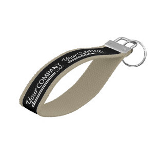 Black, White Horizontal Logo Branded Company Logo Wrist Keychain