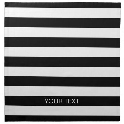 Black White Horizontal Preppy Stripe Name Monogram Napkin