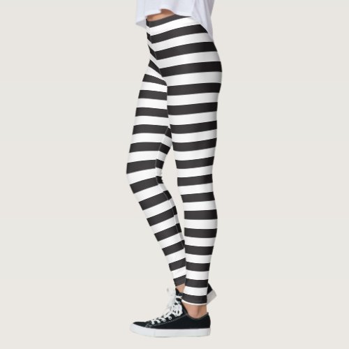 black  white horizontal stripe leggings