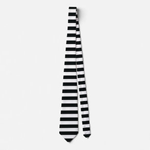 Black & White Horizontal Stripes Neck Tie