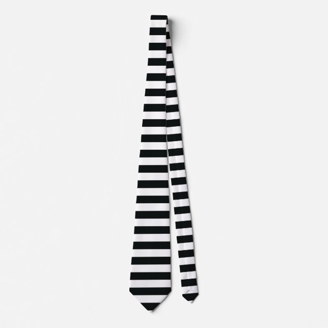 Black & White Horizontal Stripes Neck Tie (Front)