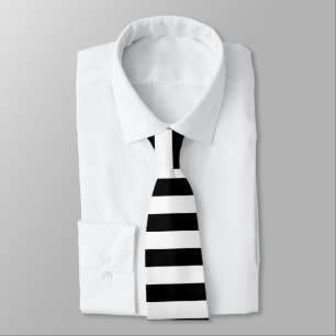 Black & white horizontal stripes pattern neck tie