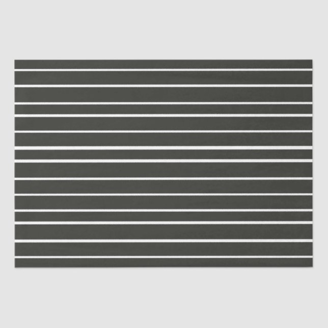Black White Horizontal Stripes  Tissue Paper (Front)