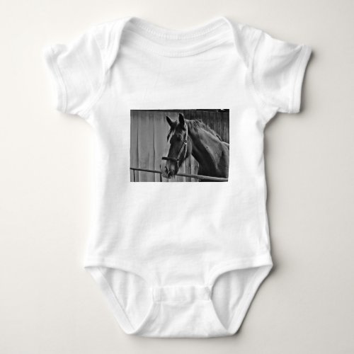 Black White Horse _ Animal Photography Art Baby Bodysuit