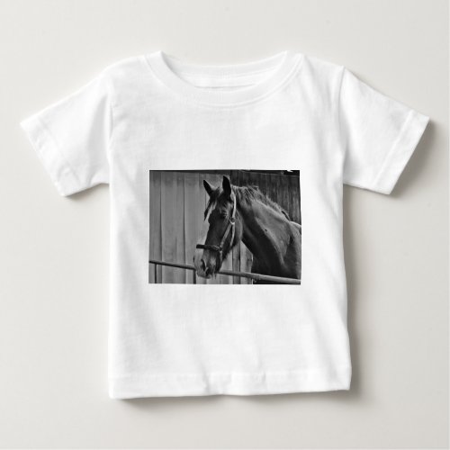 Black White Horse _ Animal Photography Art Baby T_Shirt