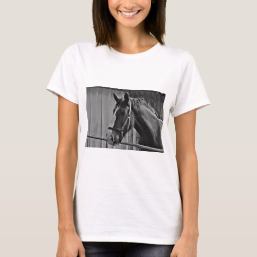 Black White Horse _ Animal Photography Art T_Shirt