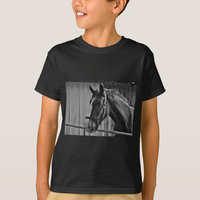 Black White Horse - Animal Photography Art T-Shirt (Front)