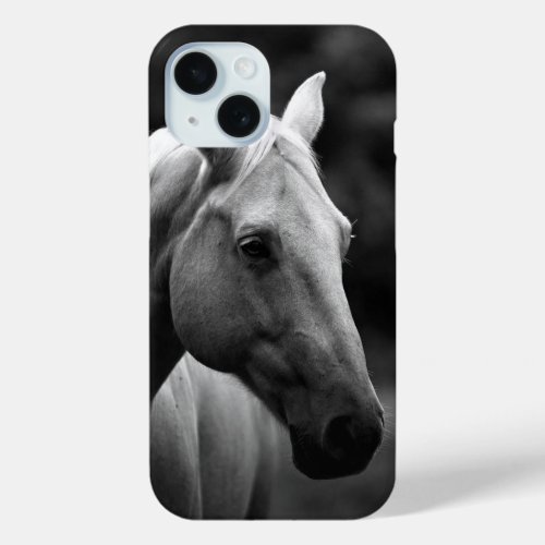 Black White Horse iPhone 15 Case
