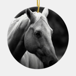 Black White Horse Ceramic Ornament