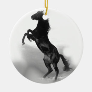 Black White Horse Ceramic Ornament