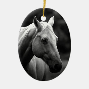Black White Horse Ceramic Ornament