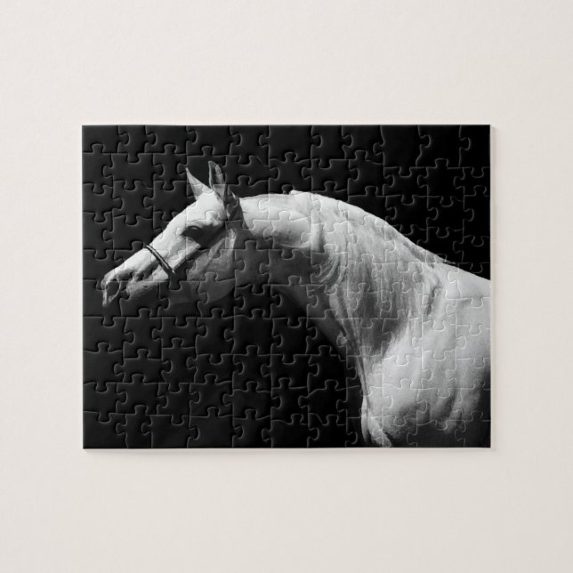 Black & White Horse - Creative Animal Art Jigsaw Puzzle (Horizontal)