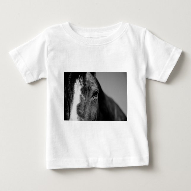 Black White Horse Eye Artwork Baby T-Shirt (Front)