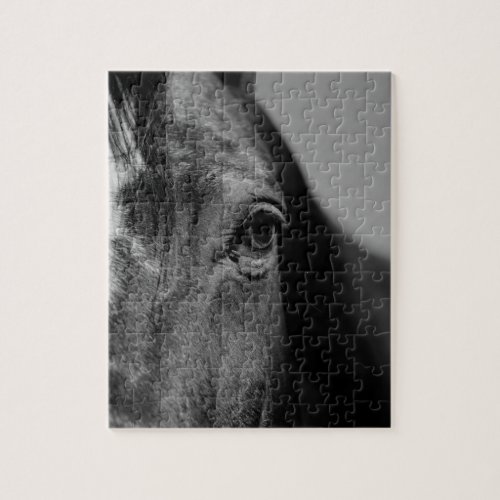 Black White Horse Eye Artwork Jigsaw Puzzle
