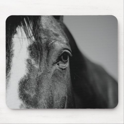 Black White Horse Eye Artwork Mouse Pad