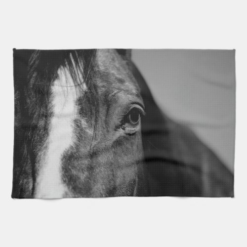 Black White Horse Eye Artwork Towel