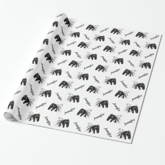 Black white horse head wrapping paper