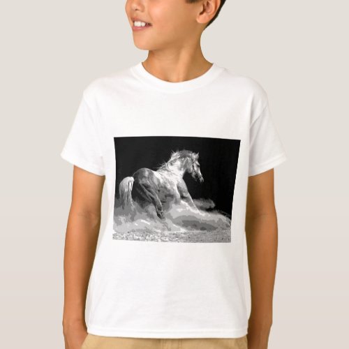 Black  White Horse in Action T_Shirt