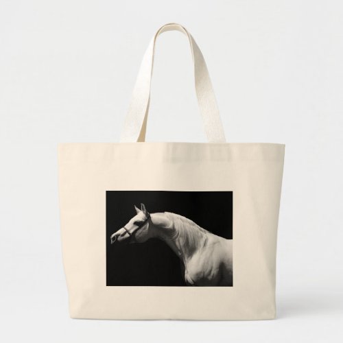 Black  White Horse Large Tote Bag