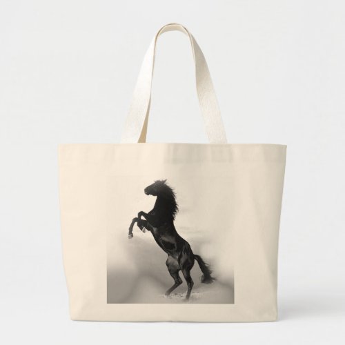 Black White Horse Large Tote Bag