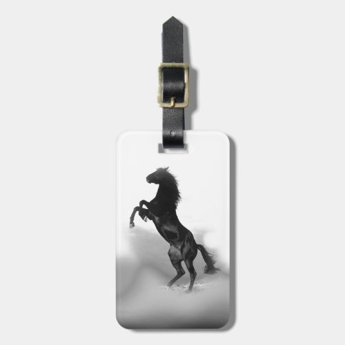 Black White Horse Luggage Tag