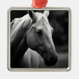 Black White Horse Metal Ornament