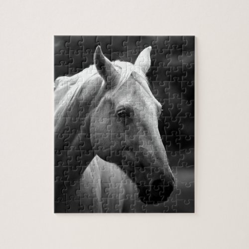 Black White Horse Photo _ Animals Art Jigsaw Puzzle