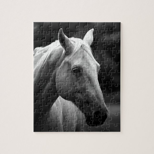 Black White Horse Photo - Animals Art Jigsaw Puzzle (Vertical)