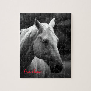 Black White Horse Photo - Animals Art Love Horses Jigsaw Puzzle