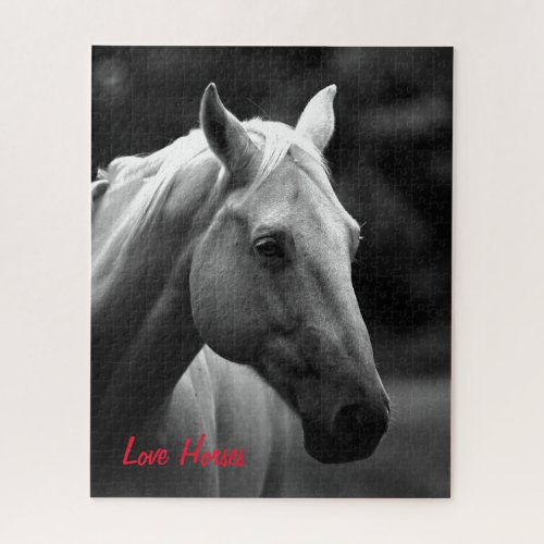 Black White Horse Photo _ Animals Art Love Horses Jigsaw Puzzle