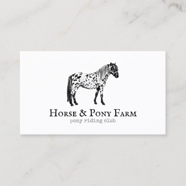 Black White Horse Pony Business Card
