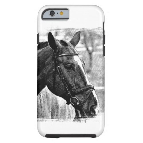 Black White Horse Sketch Tough iPhone 6 Case