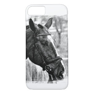 Black & White Horse Sketch iPhone 8/7 Case