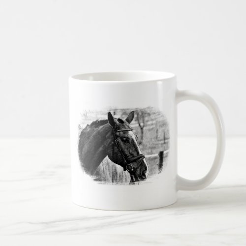 Black White Horse Sketch Coffee Mug