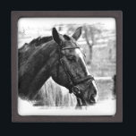Black White Horse Sketch Gift Box<br><div class="desc">Horse Head Art - Horse Face - Modern Digital Animal Art</div>