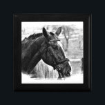 Black White Horse Sketch Keepsake Box<br><div class="desc">Horse Head Art - Horse Face - Modern Digital Animal Art</div>