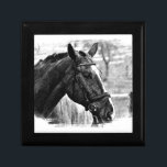 Black White Horse Sketch Keepsake Box<br><div class="desc">Horse Head Art - Horse Face - Modern Digital Animal Art</div>