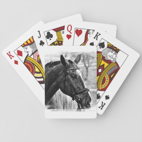 Black White Horse Sketch Poker Cards