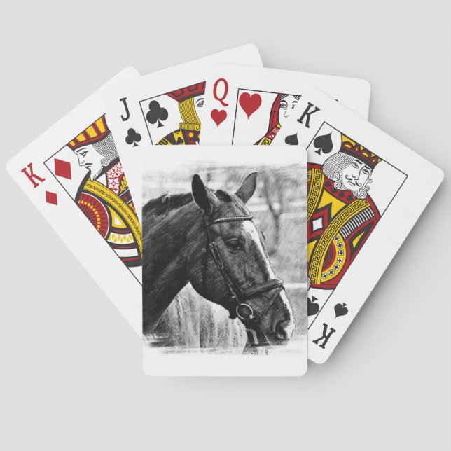 Black White Horse Sketch Poker Cards (Back)