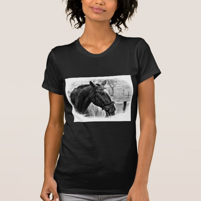 Black White Horse Sketch T-Shirt (Front)