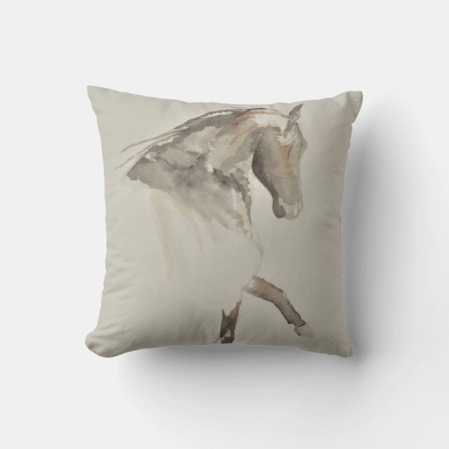 Black & White Horse Throw Pillow (Front)