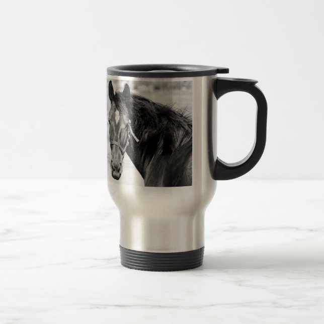 Black White Horse Travel Mug (Right)