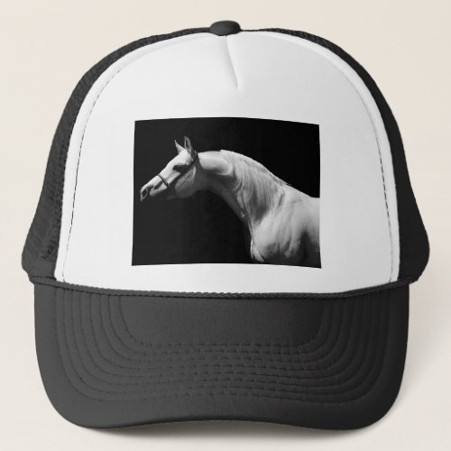 Black  White Horse Trucker Hat