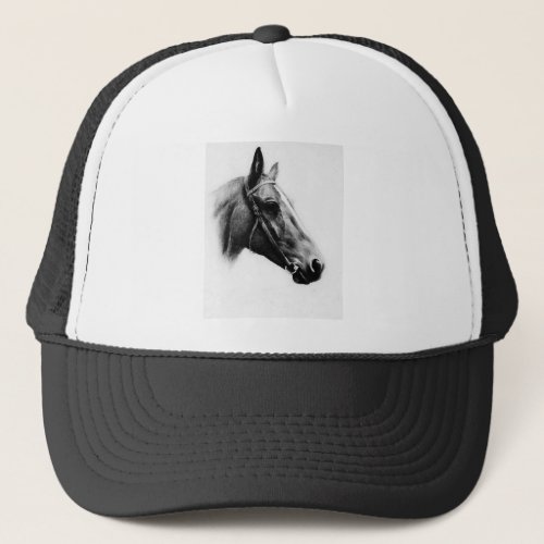 Black  White Horse Trucker Hat