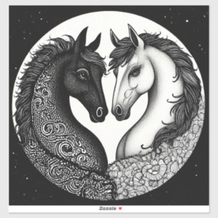 🐎 Black White Horses Gift For Animal Lover 🎁 Sticker