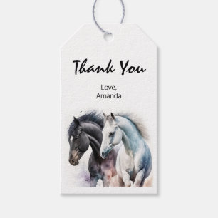 Black & White Horses in Watercolor Gift Tags