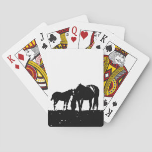 Black & White Horses Silhouette Poker Cards