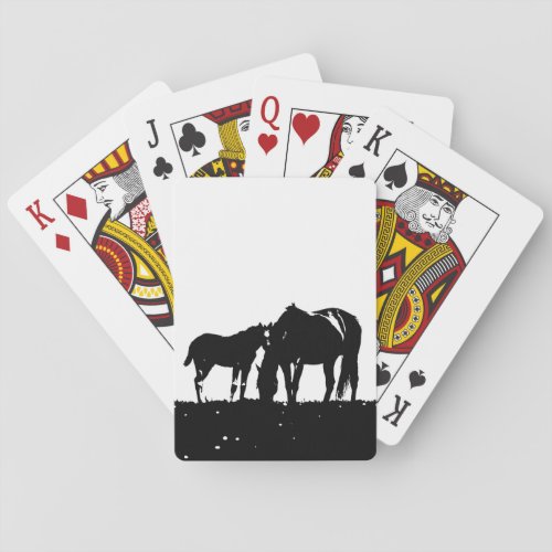 Black  White Horses Silhouette Poker Cards