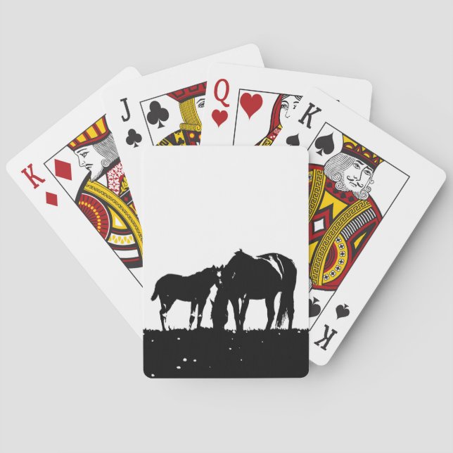 Black & White Horses Silhouette Poker Cards (Back)