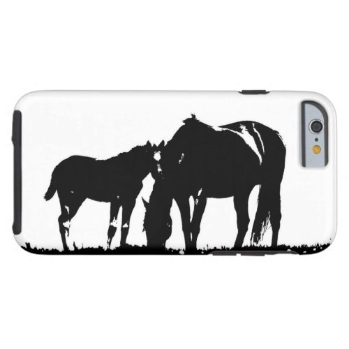Black White Horses Silhouette Tough iPhone 6 Case